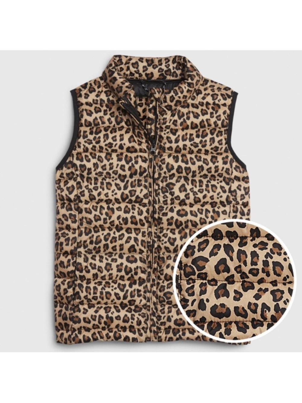 GAP Kids Girls Lightweight Leopard Quilted Puffer Vest with Primaloft